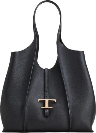 Tod's Tassen, Dames, Zwart, ONE Size, Leer, Shopping T Timeless in Pelle Media