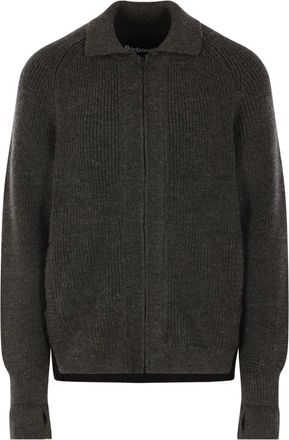 Barbour zip-fastening ribbed-knit cardigan - Groen
