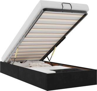 vidaXL Estructura Cama Otomana Sin Colch&oacute;n Terciopelo Negro 100x200 Cm Vidaxl