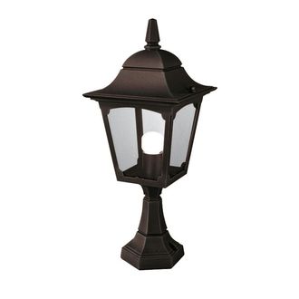 Netlighting Chapel 1 Light Outdoor Pedestal Lantern Black IP44 E27