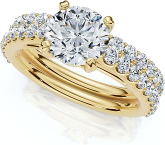 Pompeii3 Certified 2 3/4Ct Diamond Engagement Wedding Ring Set 14k Gold Lab Grown