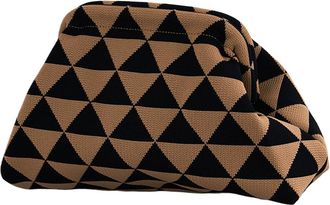 Generic Women Knitted Clutch Purse Contrast Color Knit Stripe Purse Knitting Dumpling Clutch Woven Bag for Female (Style 8)