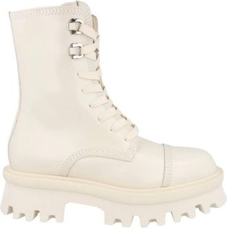 Ferragamo Kira Leather Combat Boots, Size 7.5