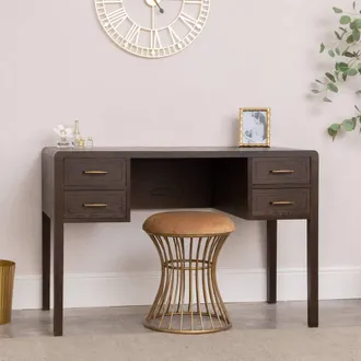 Melody Maison Dark Wood 4 Drawer Dressing Table & Stool Set - Kingsley Range in Brown