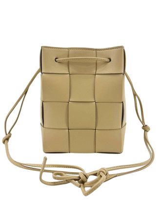 Bottega Veneta Beige Lambskin Small Cassette Bucket Bag (Authentic Pre-Loved)
