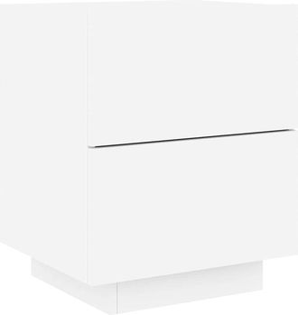 vidaXL Vidaxl - Mesita De Noche Con Luces Led Madera De Ingenier&iacute;a Blanca