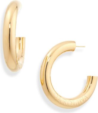 Carolina Herrera Engraved Hoop Earrings in Gold at Nordstrom