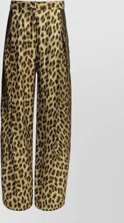 Sportmax wide leg animal print trousers pleated