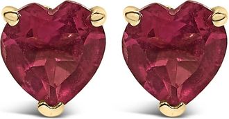 House of Brilliance 14K Yellow Gold 5MM Heart Cut Ruby Solitaire Stud Earrings