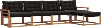 vidaXL Conjunto De Sof&aacute;s De Exterior 5 Uds. Natural Y Negro Vidaxl