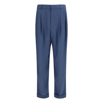 Saint Laurent Carotte-fit broek - Heren - Broeken - Blauw - Maat: S Zijde