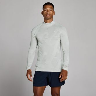 MyProtein Camiseta sin costuras con cremallera 1/4 Tempo Pillar Graphic para hombre de MP - Chrome - XS