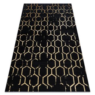 RugsX Rugsx - Alfombra Gloss Moderno 407c 86 Elegante, Glamour, Art Deco Negro / Oro Black 200x290 Cm