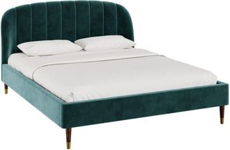 Rendez-Vous D&eacute;co Rendez-vous D&eacute;co - Cama Doble 160xx200 Cm En Terciopelo Verde Con Pies Dorados - Gala