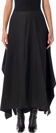 STUDIO NICHOLSON Asymmetrical Draped Black Skirt With Fitted Waist