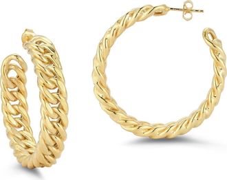 Glaze Jewelry 14K Gold Plated Silver Medium Curb Hoop Earrings at Nordstrom Rack