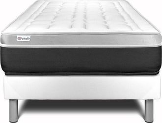 VITALIT Somier Blanco + Colch&oacute;n Con Espuma Viscoel&aacute;stica 90 X 200
