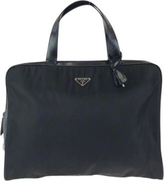 Prada Pre-owned Tote Bags, male, Black, Size: ONE SIZE Pre-owned Tessuto Nylon Briefcase