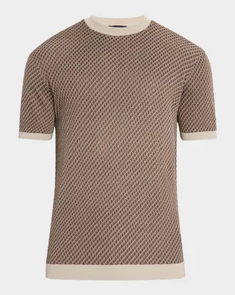 Emporio Armani Men & apos;s Micro-Jacquard Honeycomb Short-Sleeve Crewneck Sweater