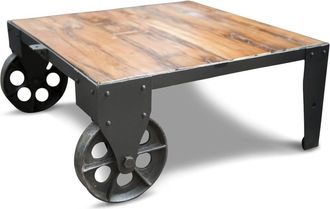 PIB Mesa de centro móvil de madera marron