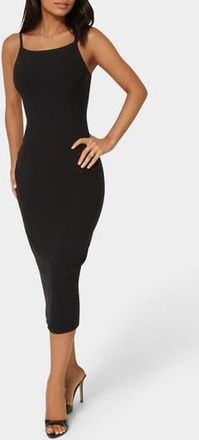 Bebe Square Neck Rib Knit Mid Dress in Black at Nordstrom Rack, Size X-Large