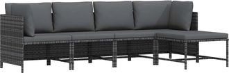 vidaXL Vidaxl - Set De Muebles De Jard&iacute;n 4 Pzas Y Cojines Rat&aacute;n Sint&eacute;tico Gris