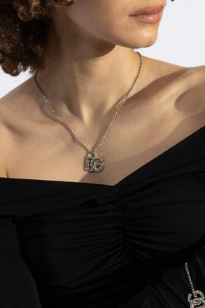 Dolce & Gabbana Necklace With Logo-shaped Pendant, Womens, Silver
