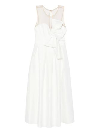 Nissa bow-detail midi dress - women - Polyester/Polyester/Spandex/Elastane - 38 - White