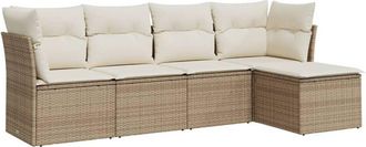 vidaXL Vidaxl - Juego De Sof&aacute;s Jard&iacute;n Con Cojines 5 Pzas Rat&aacute;n Sint&eacute;tico Beige