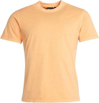 Barbour Geverfde T-shirt met Barbour Borduursel - Heren - T-shirts - Oranje - L - Katoen - Tops