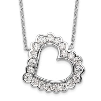 Diamond2Deal 14K White Gold 3/4 Ct Lab Grown Diamond Heart Pendant Necklace 18 Clarity VS, Color G-H
