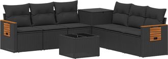 vidaXL Juego De Sof&aacute; 8 Uds. Negro Rat&aacute;n Sint&eacute;tico Y Acero Vidaxl