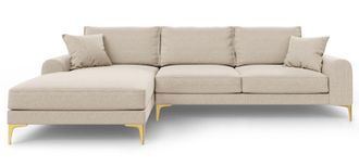 BLOOMINGLOFT Design Ecksofa Madara mit Strukturstoff - Beige