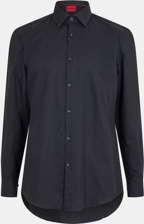 HUGO BOSS Mens Regular Fit Point Collar Long Sleeve Oxford Shirt in Black - Size 15.5 inch