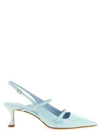Alexandre Birman Blue Cowhide Mid Heel Womens Pumps