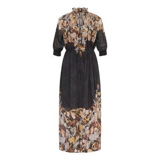Riani Underwater Print Maxi Jurk - Dames - Maxi kleedjes - Veelkleurig - 2XL - Katoen - Kleedjes