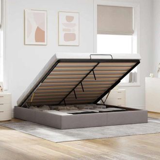 vidaXL Struttura Letto Pouf senza Materasso Tortora 180x200 cm Tessuto - Vidaxl