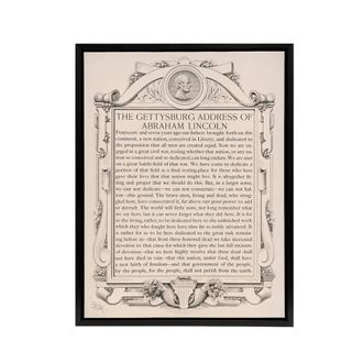 Artery8 Gettysburg Address Abraham Lincoln Framed Canvas Wall Art Print in Beige | Size: W24 x H32
