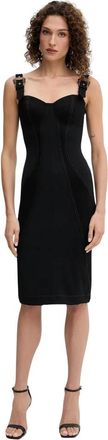 Versace Jeans Couture Midi Jurk met Gespdetails - Dames - Casual kleedjes - Zwart - L - Katoen - Kleedjes