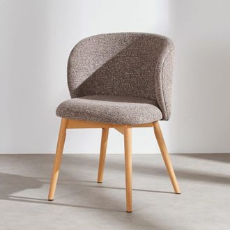 Maisons du monde Silla en tela de poli&eacute;ster color moca y madera de haya