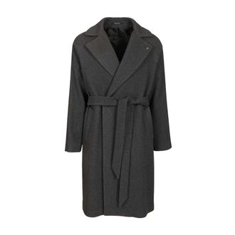 Tagliatore Hendricks Coat - male - Tagliatore - Belted Coats - Gray - M - Coats
