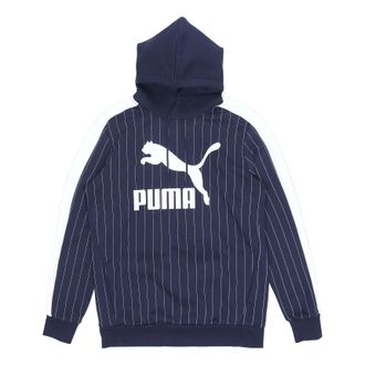 Puma Pinstripe Hooded Pullover Fleece Men Blue 530179-06