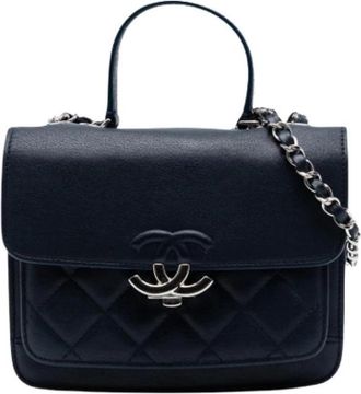Chanel Pre-owned Vintage Gewatteerde Schoudertas - Dames - Vintage Handtas - Blauw - ONE Size - Leer - Vintage