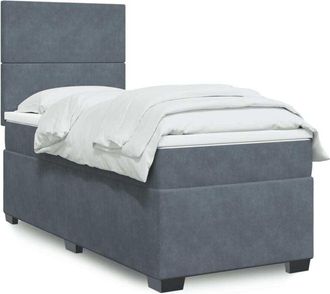 vidaXL Cama Box Spring Con Colch&oacute;n Terciopelo Gris Oscuro 90x190 Cm Vidaxl