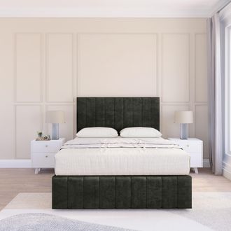 Sloomy California Dumfries Bed Set, No Drawers Mattress & 26 Headboard in Black | Size: Single