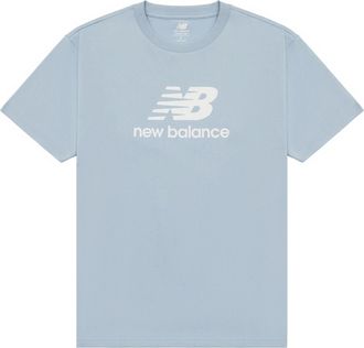 New Balance Essentials Stacked Logo Cotton T-Shirt Asia Sizing Blue White AMT31541-LAY
