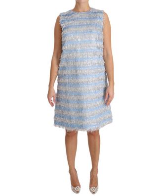 Dolce & Gabbana Womens Light Blue Silver Shift Gown Dress Silk - Size X-Small