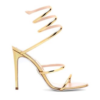 Rene Caovilla High Heel Sandals, female, Yellow, Size: 7 1/2 US Cleo Metallic Gold Sandal