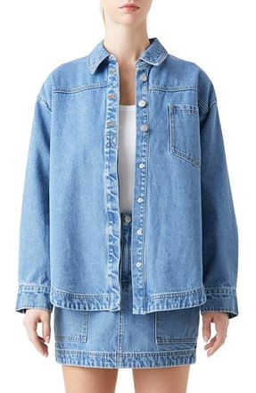 Grey Lab Oversize Denim Button-Up Shirt at Nordstrom, Size Small
