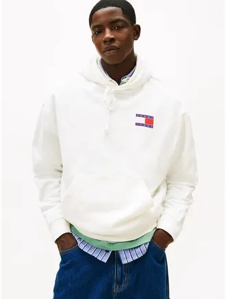 Tommy Hilfiger Mens Tommy Jeans Outdoor Logo Hoodie - White - XL